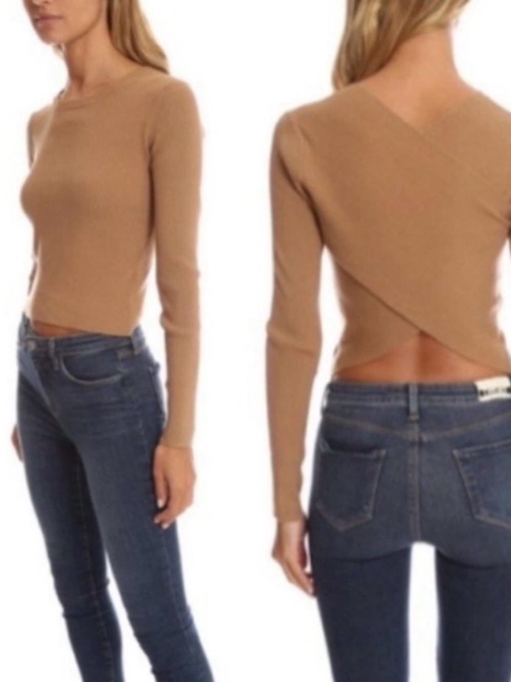ALC Ribbed Knit Criss Cross Top